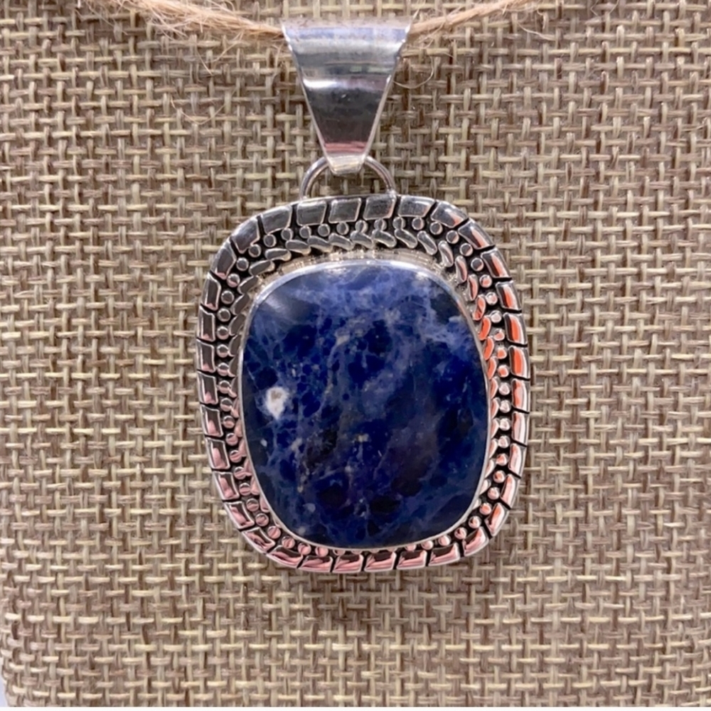 Sterling Silver Pendant With Large Sodalite Stone